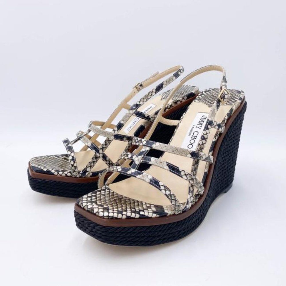 Jimmy Choo Black Ariela Snake Printed Platform - Picture 4 of 12